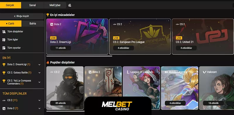 MelBet spor şampiyonaları
